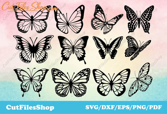 Butterflies svg files for cricut, dxf files for silhouette cameo, dxf for laser cut - Cut Files Shop