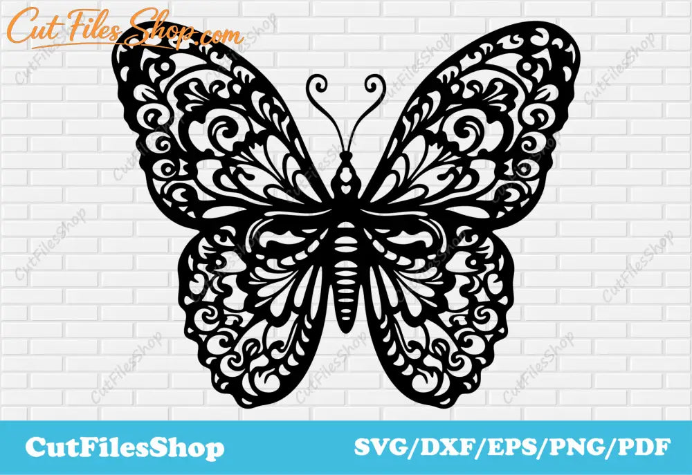 Butterfly dxf files for laser cut, butterfly stencil dxf for plasma, svg for cricut, png for sublimation, pdf for printing - Cut Files Shop