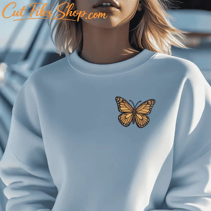 Machine embroidery butterfly file with layered stitch structure