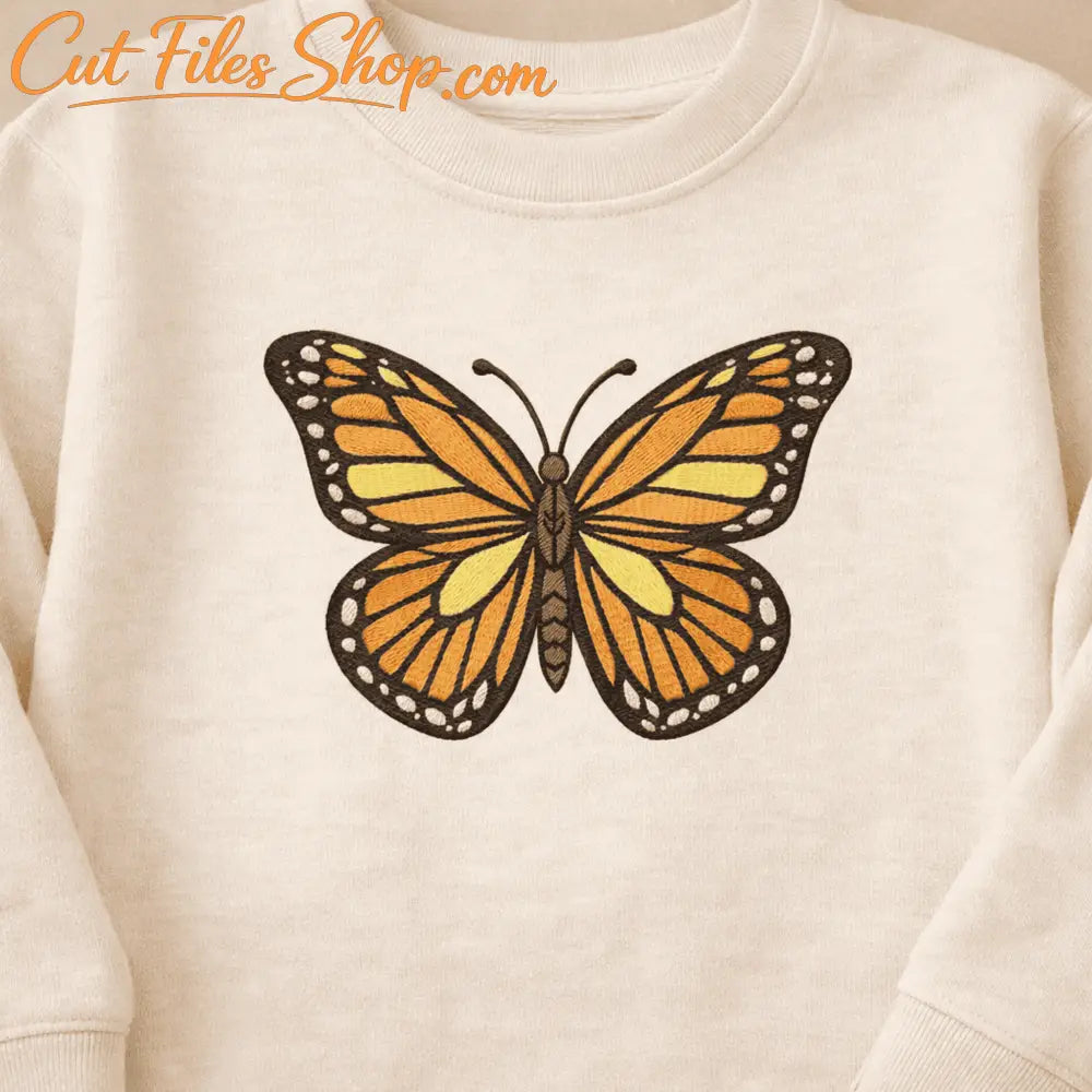 Digital butterfly embroidery file with autumn color palette, Dst Hus Jef Pes files
