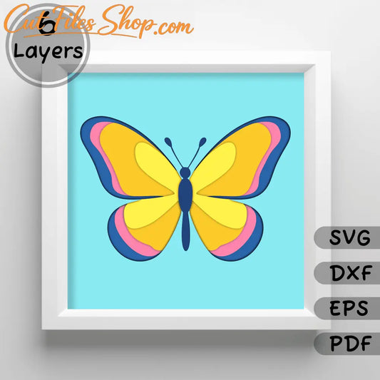 Butterfly 3D shadow box Template svg for Cricut, Silhouette & Glowforge, Layered Butterfly for Plywood cutting, Create Unigue Home Decor with our Cnc files