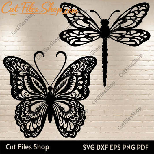 Butterfly Svg, Dragonfly Svg, Cricut imges svg, Dxf butterfly for Laser cut, Scanncut svg files - Cut Files Shop