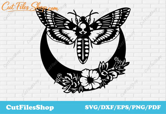 Butterfly with flowers svg for cricut, DXF for laser cutting, wall decor making, Stickers svg - Cut Files Shop