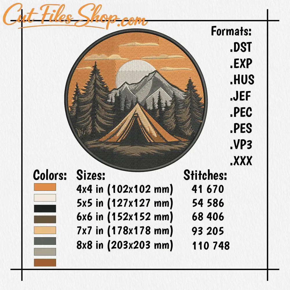 Nature scene for machine embroidery projects