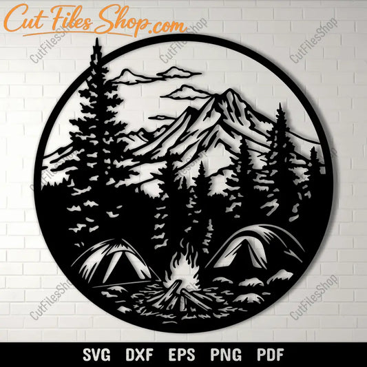 Camping scene SVG cut file design