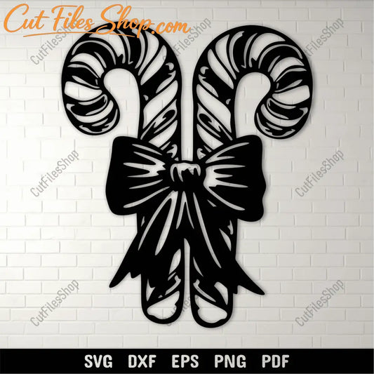 Candy Cane SVG, Cutting Files for Cricut, Silhouette, DXF for CNC, DIY Christmas Decorations