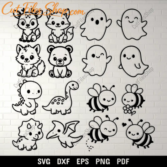 Cute Animals SVG DXF EPS PNG for laser cutting