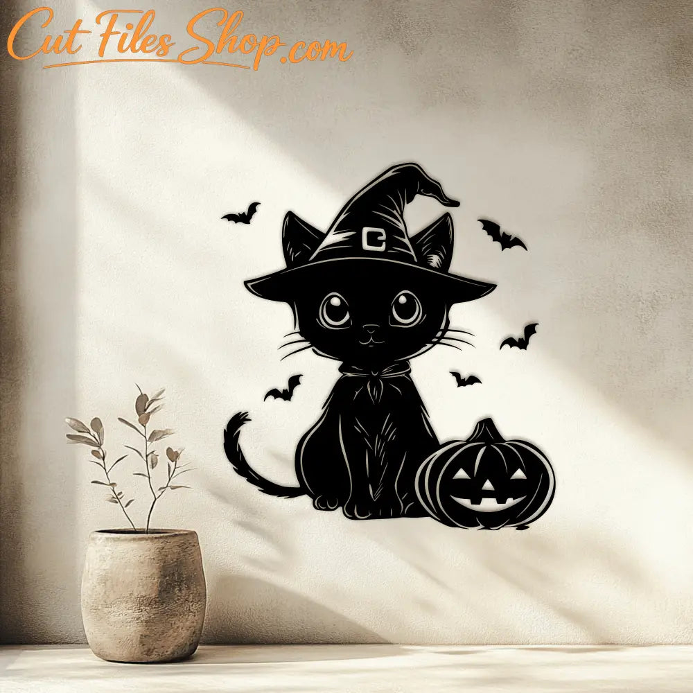 Halloween SVG Pack: Cat, Pumpkin for Cricut, Silhouette, Dxf for CNC, DIY Halloween Decor