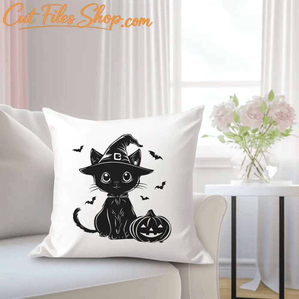Halloween SVG Pack: Cat, Pumpkin for Cricut, Silhouette, CNC, Halloween Pillow Design
