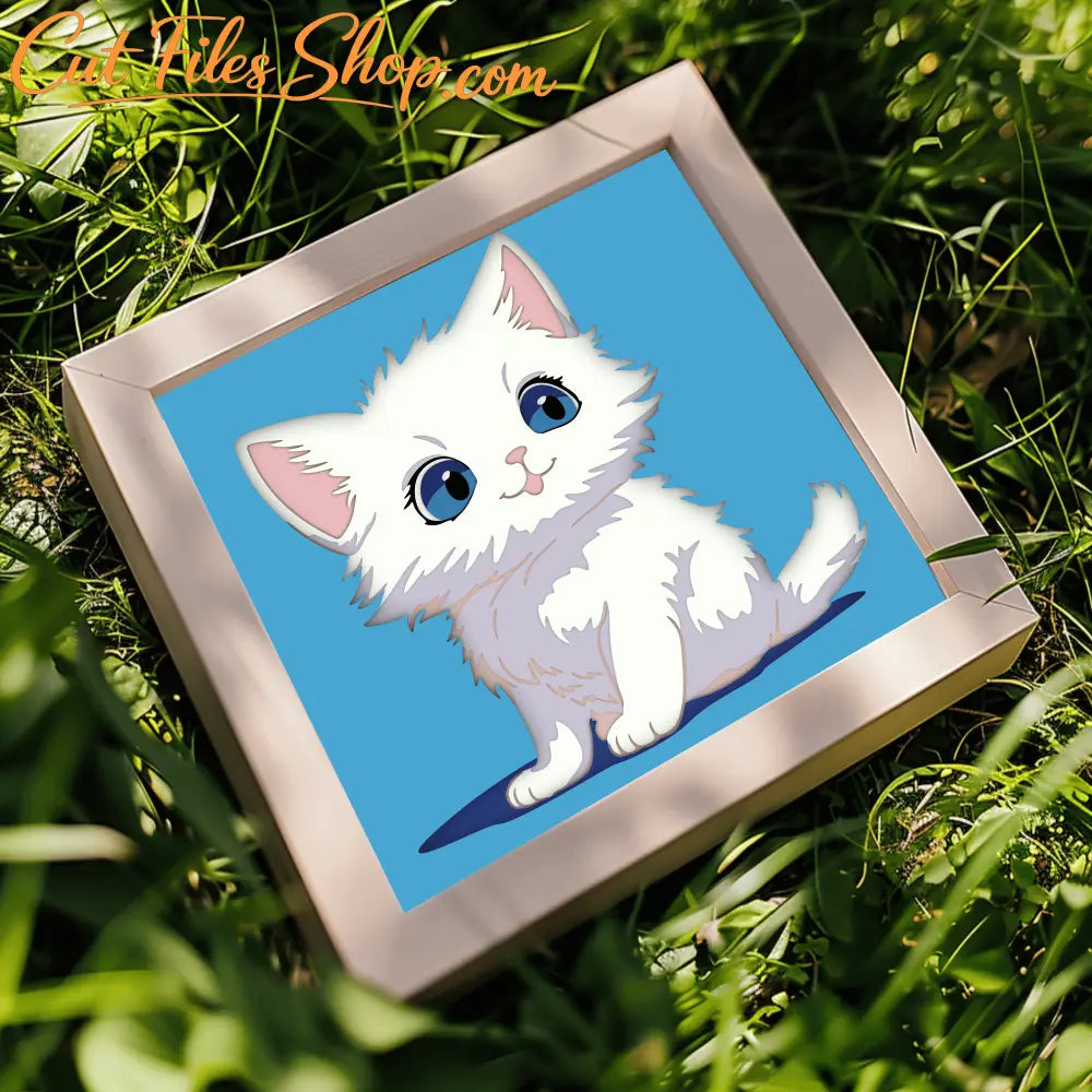 3D Cat Shadow Box Craft Template, Layered SVG for Cricut, Laser Cut DXF, DIY Paper Art, Multilayer Home Decor, Unique Gift Idea