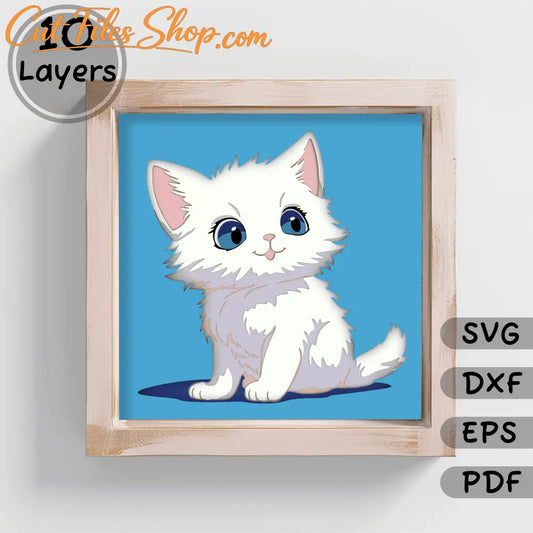 Layered Cat Paper Shadow Box Template, SVG for Cricut, DXF for Silhouette, Home Decor DIY, Papercut Craft, Unique Gift Idea, svg for silhouette, glowforge cut files