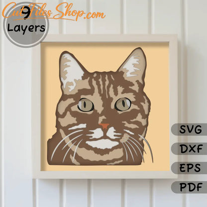Cat 3D Shadow Box Template, Layered Cat Light Box Papecut, Multilayer Art, Svg for Cricut, Silhouette & Glowforge, Cat Memory Svg, Peeking cat Dxf