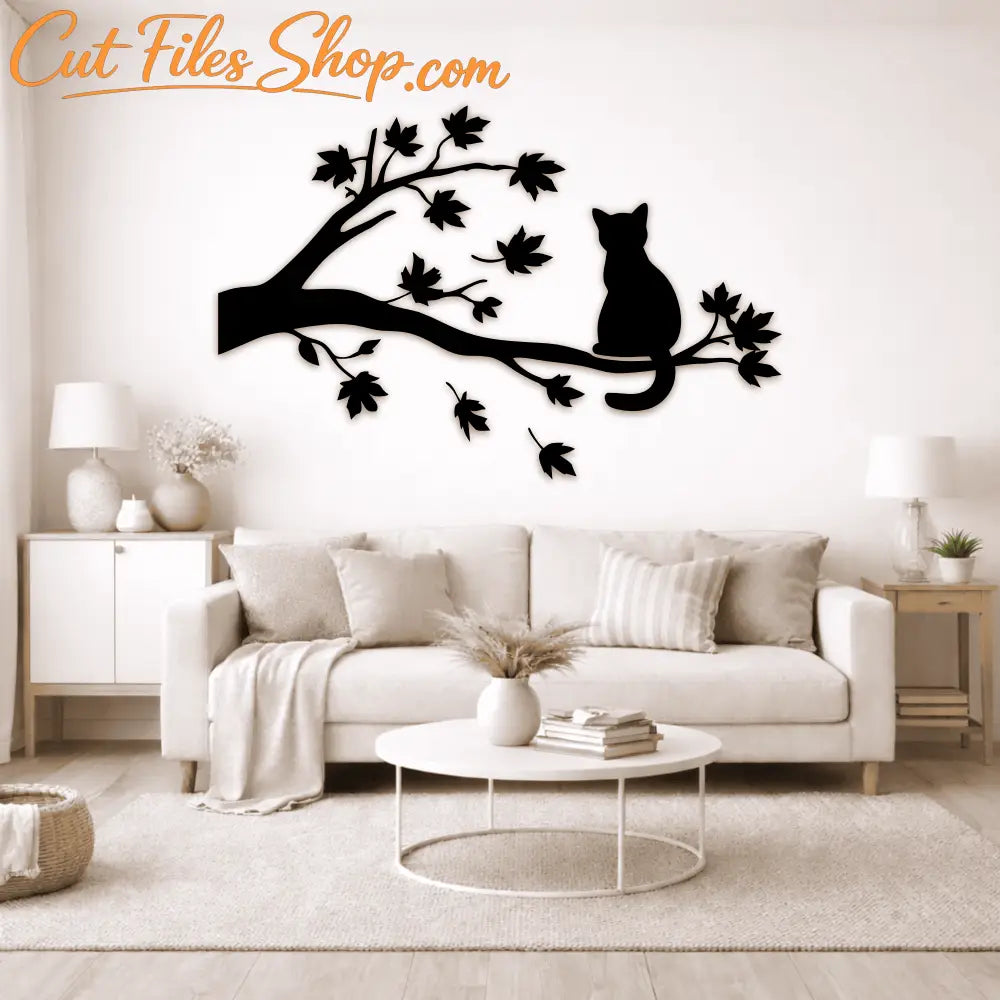 Cat lover SVG design with tree branches
