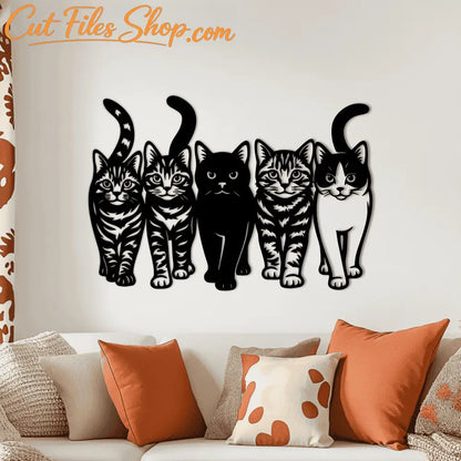 Walking cat group SVG DXF PNG for Glowforge and plasma