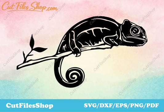 Chameleon svg files for cricut, vector for laser engraving, dxf for laser cuting - Cut Files Shop