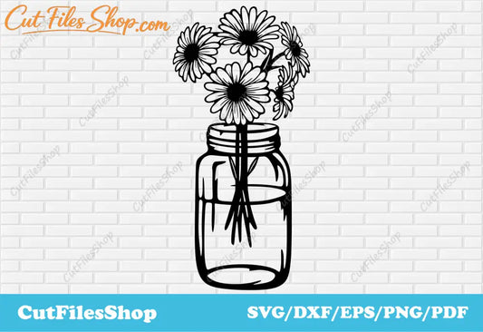 Chamomiles svg cut files for cricut, wall art svg, cutting laser files, Silhouette svg - Cut Files Shop