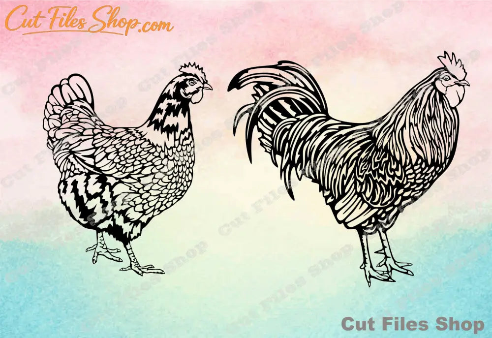 Chicken svg file, Cock svg files, svg for shirt, vector stickers, cricut files, dxf laser files - Cut Files Shop