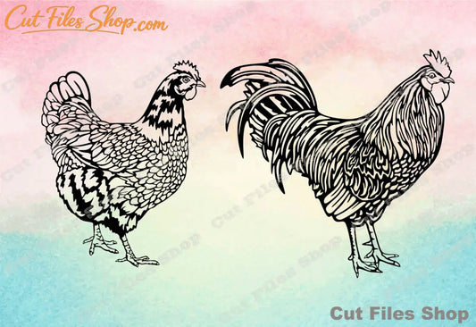 Chicken svg file, Cock svg files, svg for shirt, vector stickers, cricut files, dxf laser files - Cut Files Shop