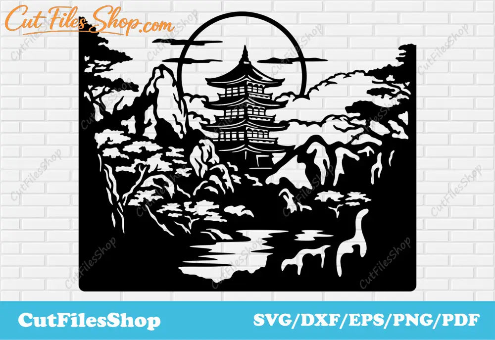 China scenery svg dxf files for cutting, nature of Chine png, scrapbook svg, Dxf for Laser and Plasma cut - Cut Files Shop