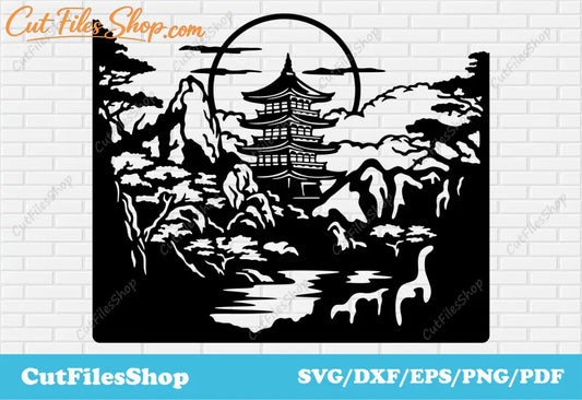 China scenery svg dxf files for cutting, nature of Chine png, scrapbook svg, Dxf for Laser and Plasma cut - Cut Files Shop