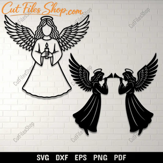 Christmas angel SVG cutting file holding candle