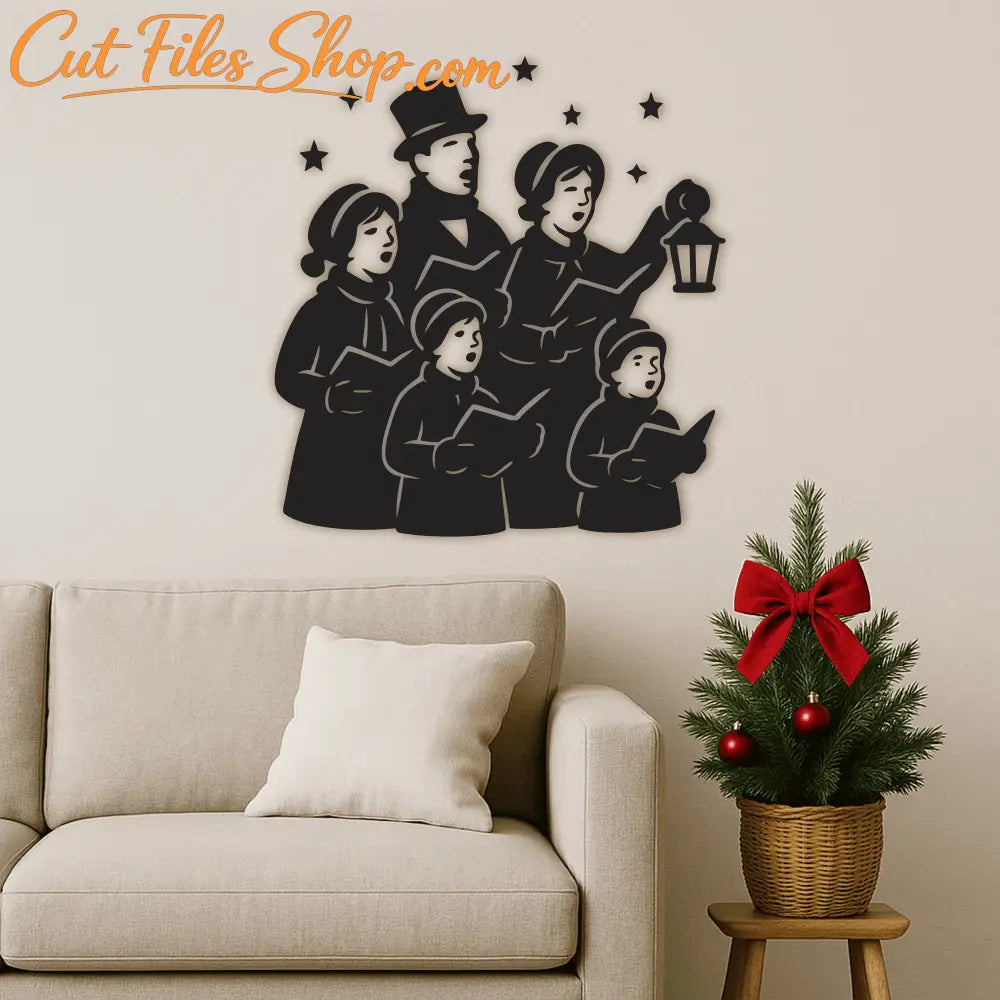 Carolers group vector EPS for festive wall art and crafts