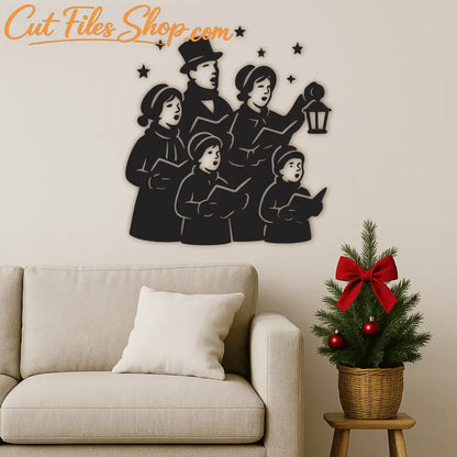 Carolers group vector EPS for festive wall art and crafts