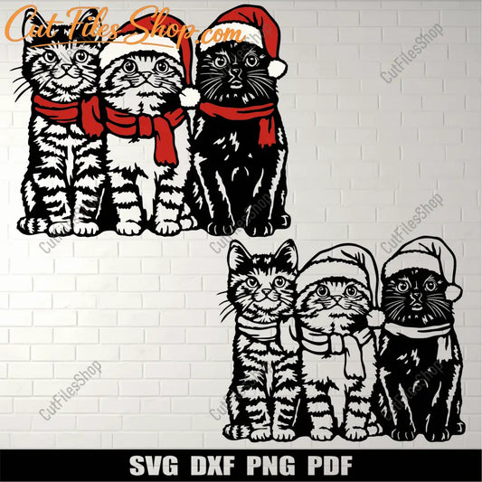 Printable Christmas Cat SVG: Perfect for Sublimation and Iron-On Transfers, Cut files shop
