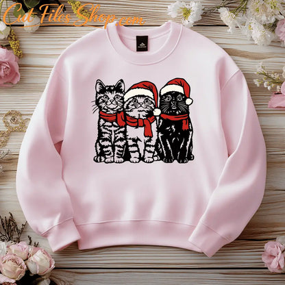 hristmas Cat SVG: Digital Cut Files for Cricut, Silhouette, and CNC, Christmas T-shirt design