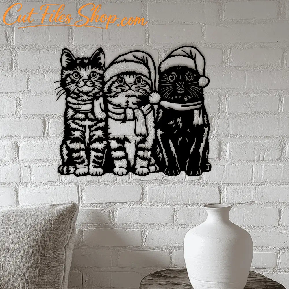 DIY Christmas Cat Decor: SVG, DXF, and PNG Cut Files
