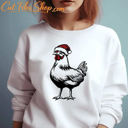 Sublimation T-Shirt Design & Christmas Chickens SVG, Cutting Files for Cricut & Silhouette, DXF for Laser Engraving, PDF for T-shirt Design