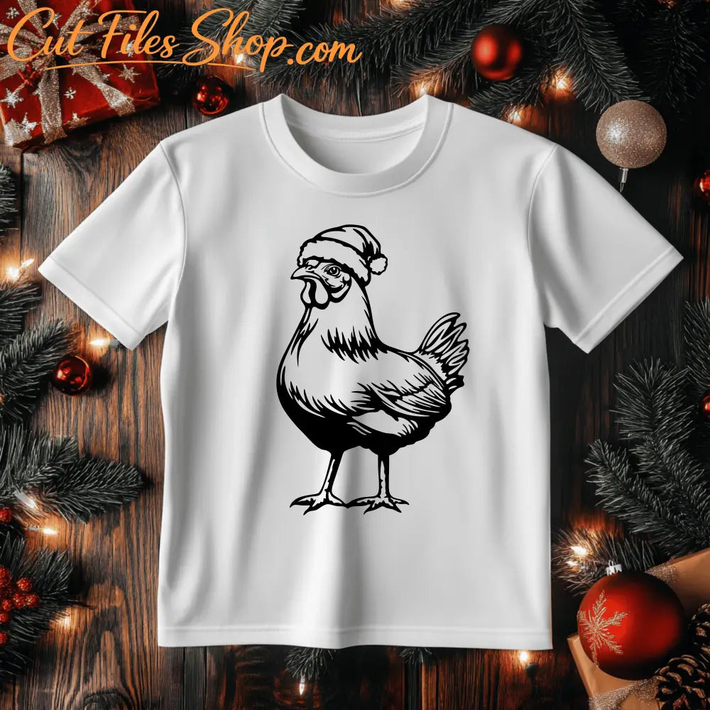 Christmas Chickens Cutting Files, SVG for Cricut & Silhouette, DXF for Laser Engraving, Sublimation T-Shirt Design, Christmas GIFT