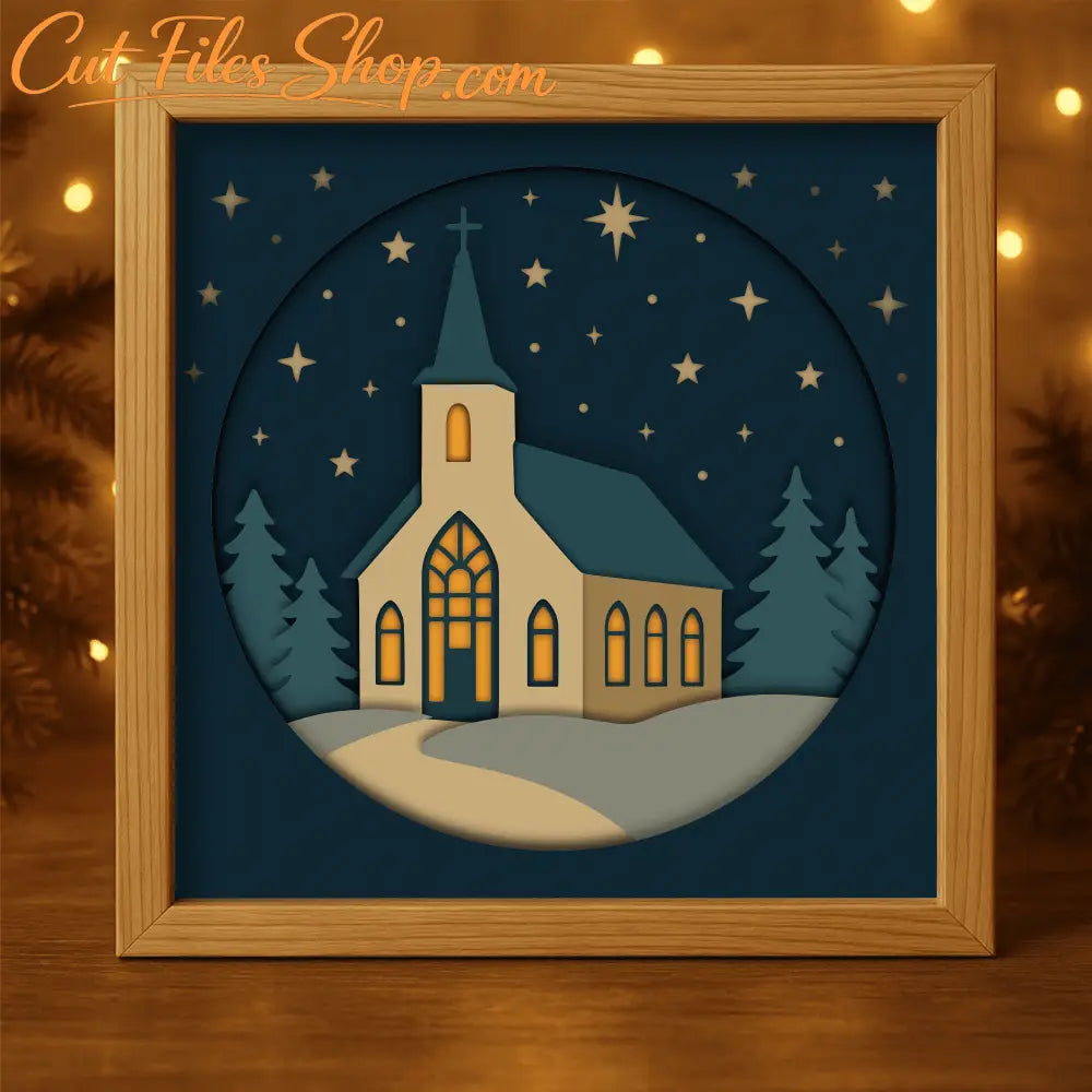 Layered Christmas shadow box design for Cricut and Glowforge