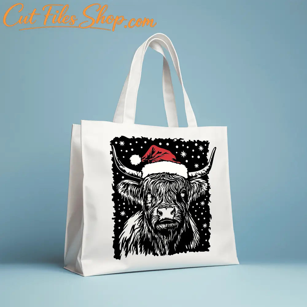 Christmas Highland Cow SVG, PNG, DXF for Cricut, Silhouette & Glowforge, CNC Cutting Files, Sublimation T-Shirt Design, Trendy PNG files