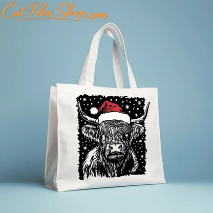 Christmas Highland Cow SVG, PNG, DXF for Cricut, Silhouette & Glowforge, CNC Cutting Files, Sublimation T-Shirt Design, Trendy PNG files