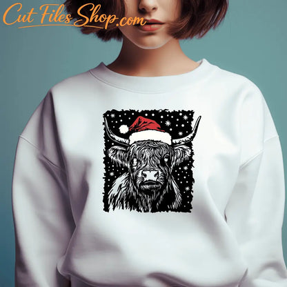 Highland Cow Christmas SVG, PNG & DXF for Cutting Machines - Cricut, Silhouette, Glowforge & CNC, T-Shirt Sublimation Design, Farm Lover Svg,  Trendy DXF files