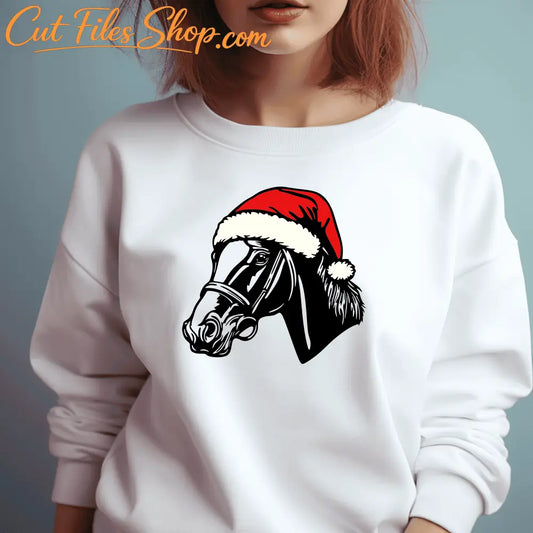 Christmas Horse SVG & PNG, Farm Life Clipart, DXF for Laser, Cutting Files for Cricut & Silhouette, DIY T-Shirt Design, Farm lover Svg