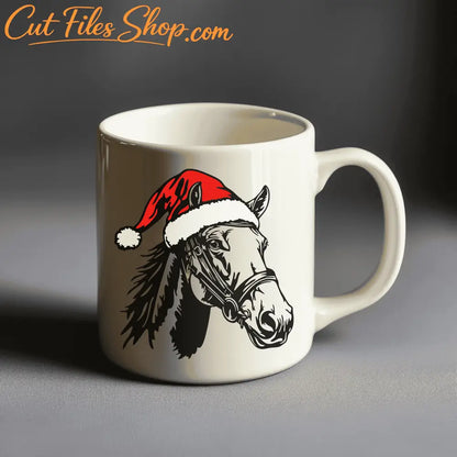 Farm Life Christmas Horse SVG PNG, DXF for Laser Cutting, Cricut & Silhouette Cut Files, T-Shirt Design, Christmas Mug Art, Trendy Svg