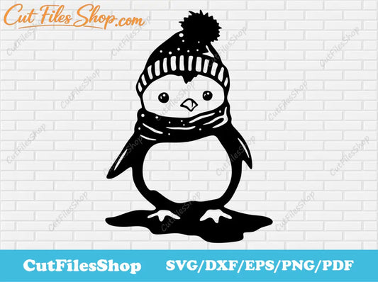 Christmas penguin svg for cricut, Svg files for Scrapbooking, Christmas cutting files, Christmas cute animals svg - Cut Files Shop