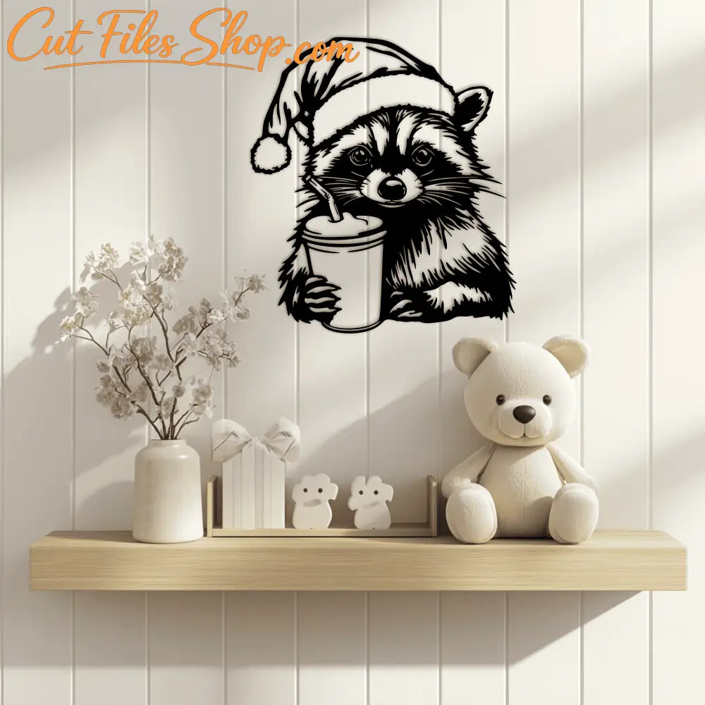Christmas Raccoon SVG & Cutting Files, PNG for Sublimation, Cricut & Silhouette, DIY Christmas Gift, Crafts and Nursery Decor ideas
