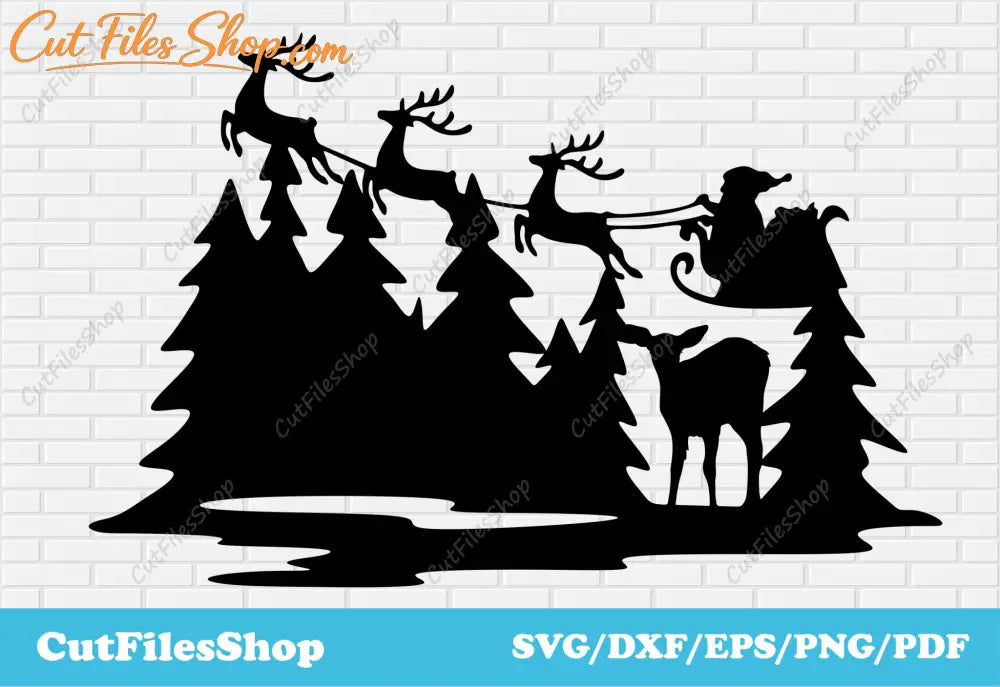 Christmas scene DXF for laser cutting, Santa Claus SVG files for cricut, Christmas Decor making - Cut Files Shop