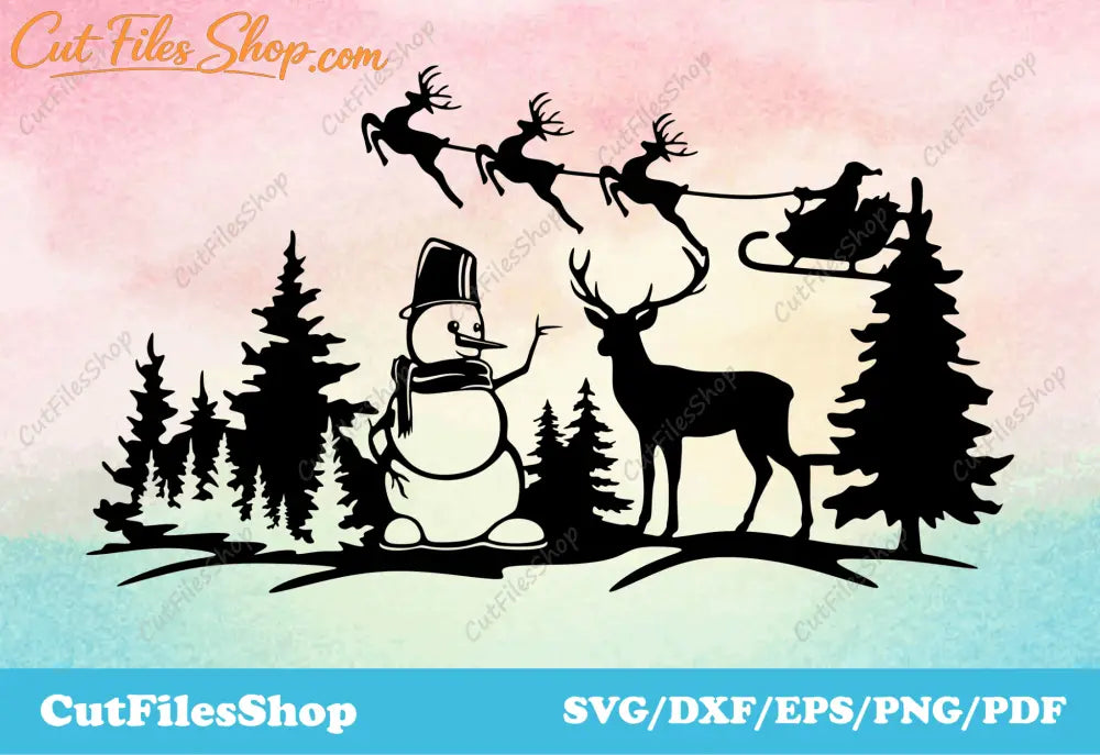 Christmas scene svg, christmas cut files, cut files for cricut, christmas designs - Cut Files Shop