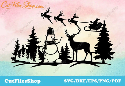 Christmas scene svg, christmas cut files, cut files for cricut, christmas designs - Cut Files Shop