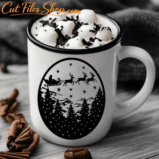 Free Santa's Sleigh SVG Cut File for Cricut & CNC, Christmas Cup design