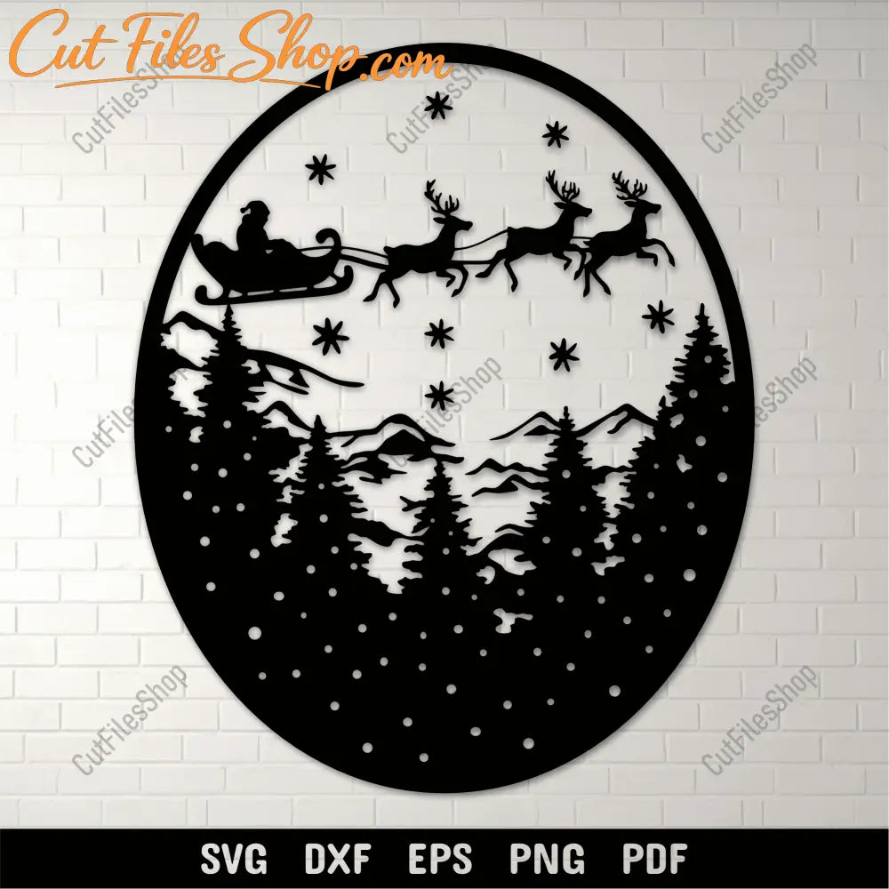 Free Christmas SVG: Santa's Sleigh Silhouette for Cricut & CNC