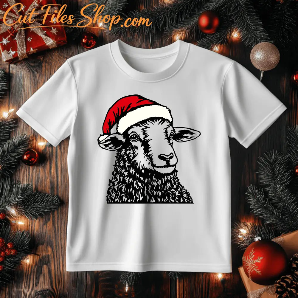 Christmas Sheep Clipart SVG, Sublimation T-Shirt Design, DXF for CNC Laser engraving