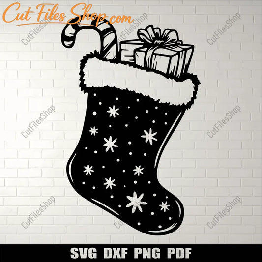 Christmas Stocking Vector Svg, Cut files for Cricut, Silhouette Project, Dxf for CNC, Sublimation Design, DIY Christmas Gift