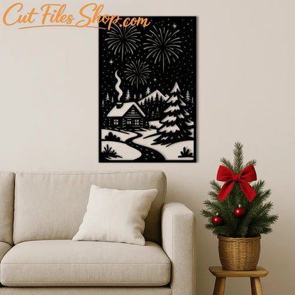 Christmas City Svg Dxf files, Cutting designs for Laser and Cricut, Cut files shop