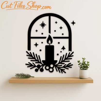 Candle in window design for Christmas crafts