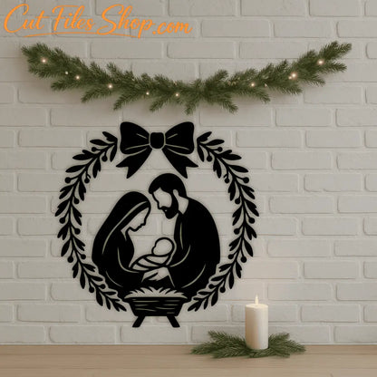 Nativity wreath SVG DXF PNG PDF EPS for holiday décor